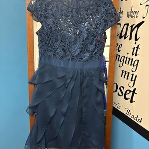 Elegant Navy Lace Dress